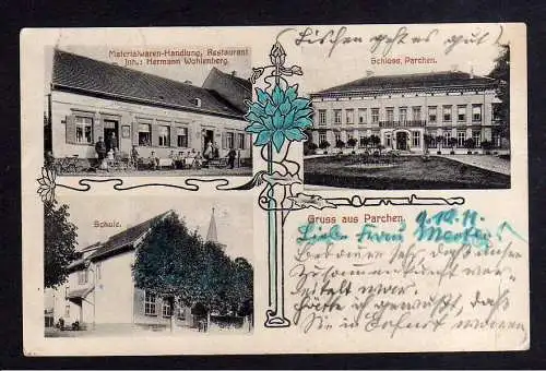 104440 AK Parchen Genthin 1911 Schloss Schule Materialwarenhandlung Restaurant W