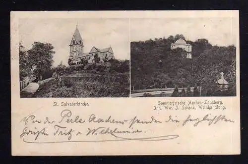 104651 AK Postbriefkasten Aachen Lousberg 1907 St. Salvatorkirche Weinhandlung R