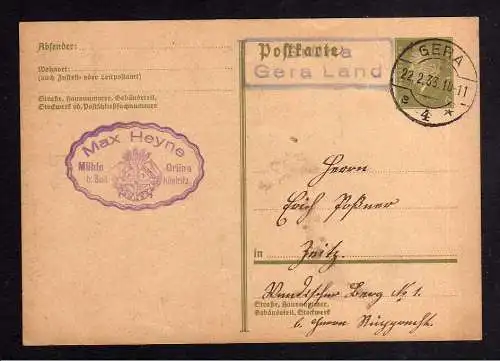 105626 Heimatgeschichte GS Grüna über Gera Landpoststempel 1933