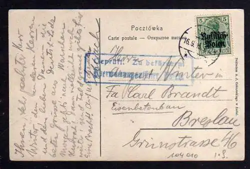 104010 AK Lodz Lodsch Litzmannstadt Grand Hotel 1915 Zensur Posen