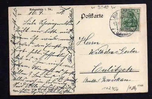 102456 AK Chemnitz Rabenstein 1914 Rittergut  Schule Rathaus Post Carola-Bad Wal