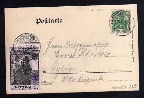 101634 Ansichtskarte Zittau 1902 Ausstellung Vignette Reichsdampfer Lichtfontäne erster SST