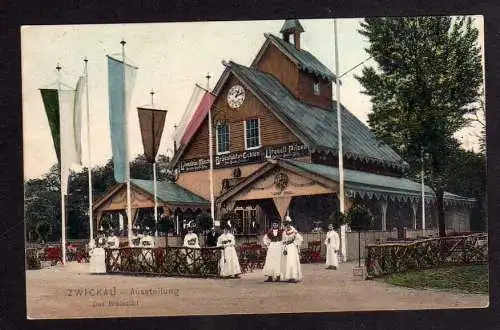 101635 Ansichtskarte Zwickau Ausstellung 1906 SST Bräustübl Gasthaus Restaurant Karte 28