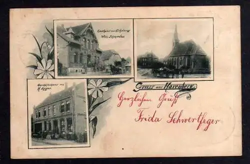 101913 Ansichtskarte Harenberg Gasthaus zur Erholung Geschäftshaus Meyer Limmer 1904