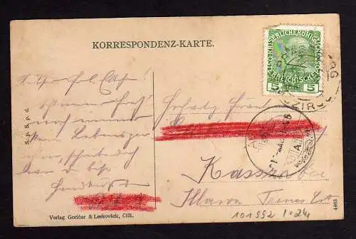 101992 Ansichtskarte Mozirje Prassberg Praßberg Slovenien 1912 Marke Perfin Lochung F.Z.