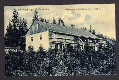 101666 Ansichtskarte Bischofskoppe Ö.- Schlesien Schutzhaus Rudolfsheim um 1910 K. K. Brief