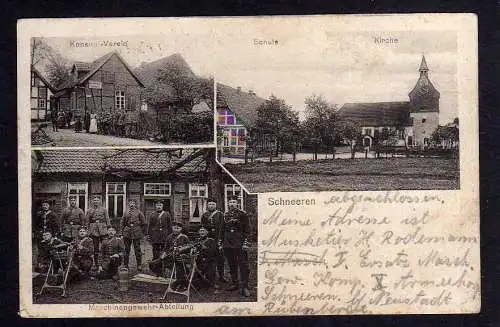 101911 Ansichtskarte Schneeren 1915 Neustadt am Rübenberge Konsum Verein Schule Kirche Masc