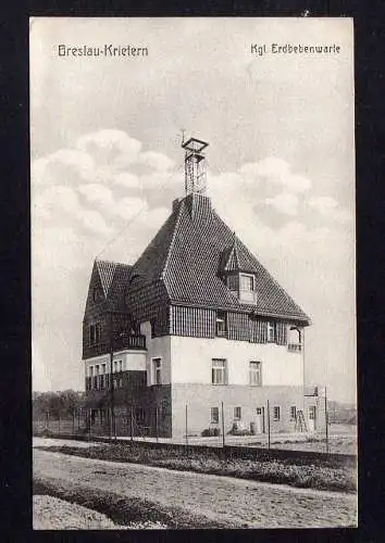 102393 Ansichtskarte Breslau Krietern um 1917 Kgl. Erdbebenwarte seismological station eart