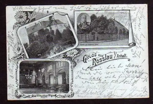 102252 Ansichtskarte Rosslau in Anhalt 1901 Gasthof zum deutschen Kaiser Burg