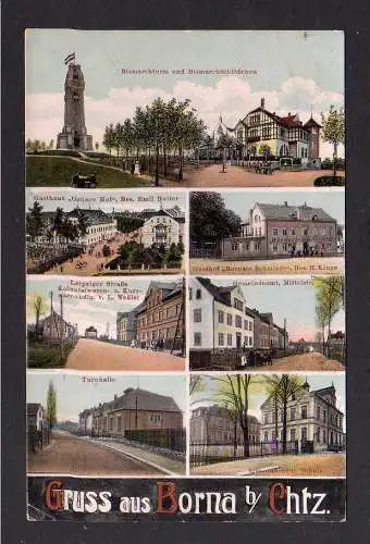 102323 Ansichtskarte Borna bei Chemnitz 1912 Turnhalle Schule Gemeindeamt Gasthaus Grüner H