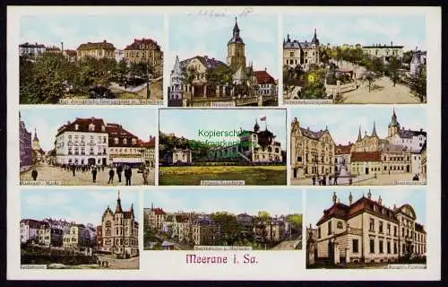 166047 AK Meerane Sa. 1910 Ferienkolonieheim Bismarckplatz Marienstraße Postamt