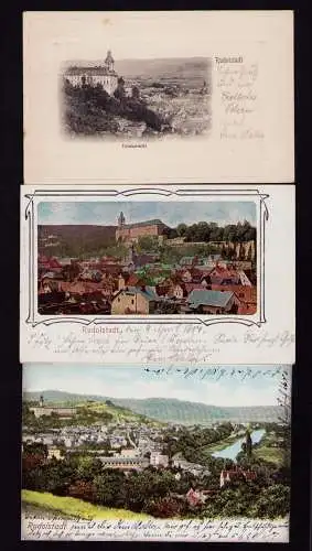 166117 3 AK Rudolstadt 1903 Panorama Schloss 