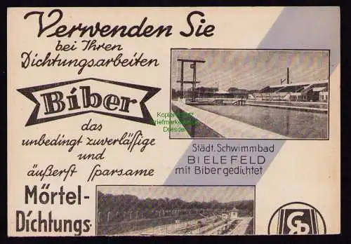 166014 AK Bielefeld um 1930 Schwimmbad Werbekarte Gustav A. Braun Leipzig 