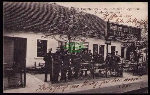 162249 AK Nieder Neuendorf 1915 Engelhardts Restaurant zum Fliegerheim Flugplatz