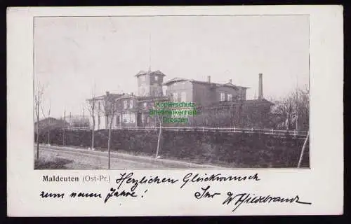 162067 AK Maldeuten Ost-Pr. 1905 großes Gebäude Firma Fabrik 