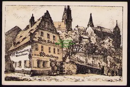 166007 AK Meissen um 1925 Künstlerkarte Wein Restaurant zum Winkelkrug