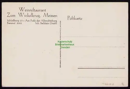 166007 AK Meissen um 1925 Künstlerkarte Wein Restaurant zum Winkelkrug