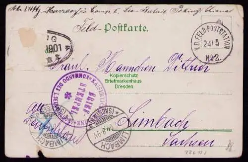 162187 AK Peking China 1901 Marktstrasse Feldpost chinesische Marke abgelöst KD