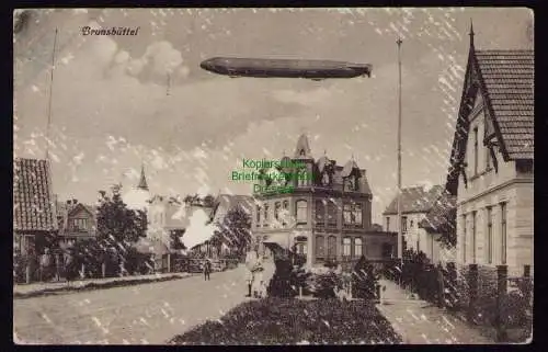 162188 AK Brunsbüttel 1917 Zeppelin über der Stadt Feldpost SMS Markgraf MSP 90