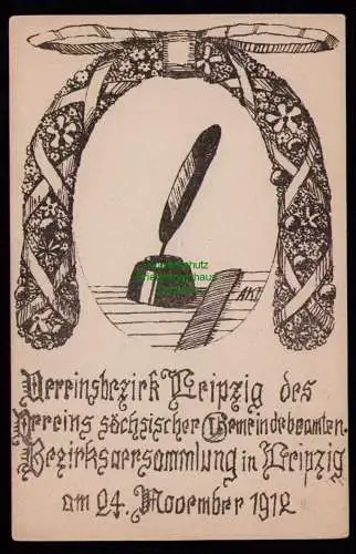 166018 AK Leipzig 1912 Künstlerkarte Bezirksversammlung Sächs. Gemeindebeamte