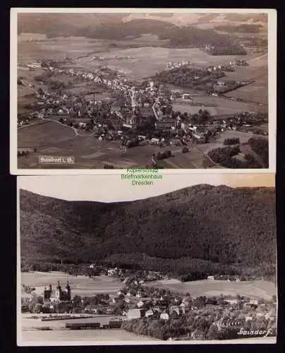 162173 2 AK Haindorf in Böhmen Hejnice 1932 Fotokarte Luftbild Panorama 