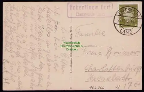 162266 AK Hohenfinow Dorf Eberswalde Land 1932 Gasthof Abendroth Schloss Beth