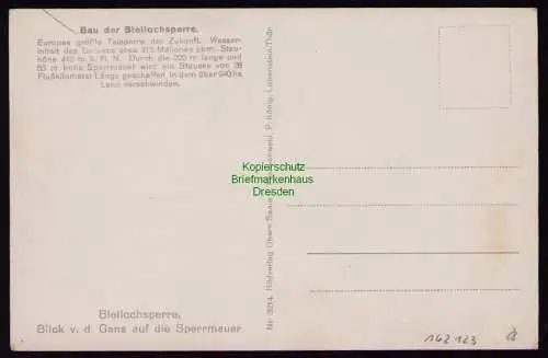 162123 AK bei Gräfenwarth Schleiz um 1930 Bleilochtalsperre Staumauer im Bau