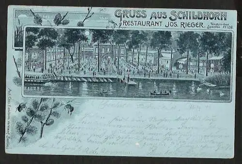 20808 AK Schildhorn Berlin Grunewald 1899 Restaurant Jos. Rieger