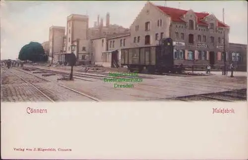 157048 AK Cönnern Könnern Actien  Malzfabrik am Bahnhof um 1900