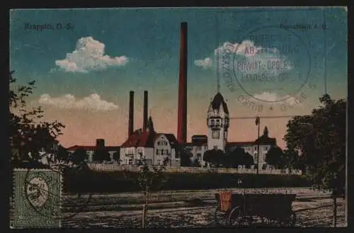 148824 AK Krappitz O.-S. 1920 Krapkowice Papierfabrik A.-G. Abstimmung Oppeln