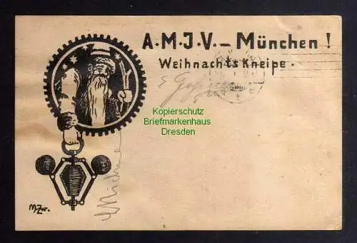 126596 AK München 1909 Künstlerkarte A M J V Weihnachts Kneipe Studentika