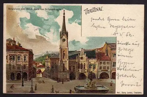 70270 AK Trutnov Trautenau 1902Ringplatz Künstler Litho