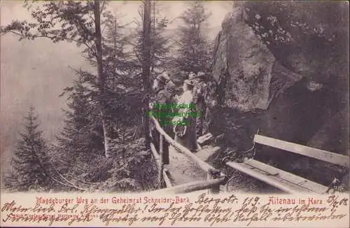 154785 AK Altenau im Harz 1908 Magdeburger Weg an der Geheimrat Schneider Bank