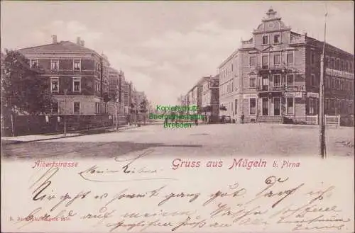 154629 AK Mügeln bei Pirna 1901 Albertstrasse Gasthaus Alberthof