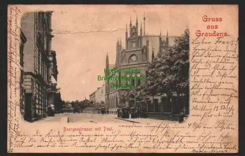 146504 AK Graudenz 1899 Boergenstrasse mit Post