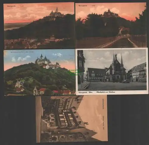 141421 5 AK Wernigerode Schloß 1917 Markt Rathaus Gebühr bezahlt 1949