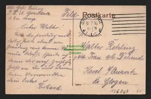 136869 AK Graudenz Grudziadz Weg zum Schlossberg 1916 Feldpost