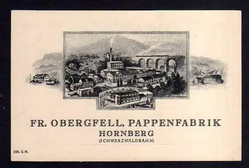 102986 AK Hornberg Schwarzwaldbahn Fr. Obegfell Pappenfabrik Werbekarte Vertrete