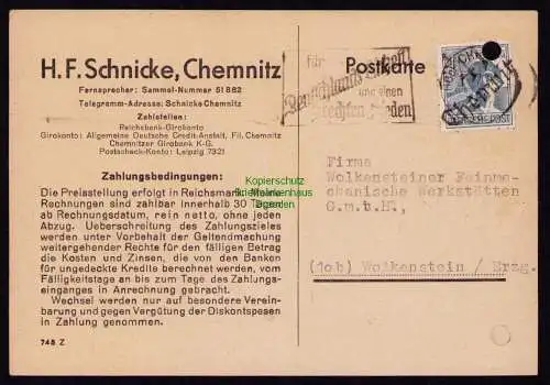 h7189 SBZ Handstempel Bezirk  41 Postkarte Chemnitz