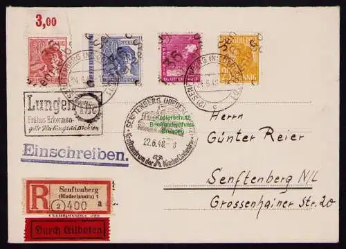 h7185 SBZ Handstempel Bezirk  36 R-Brief Einschreiben Senftenberg FDC