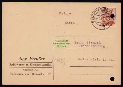 h7139 SBZ Handstempel Bezirk  3 Postkarte Berlin Adlershof