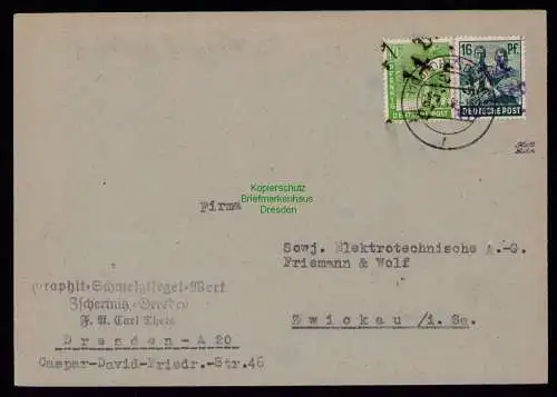 h7129 SBZ Handstempel Bezirk  14 Brief Dresden 36 47 gepr. BPP