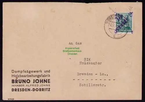 h7127 SBZ Handstempel Bezirk  14 Brief Dresden 36 gepr. BPP