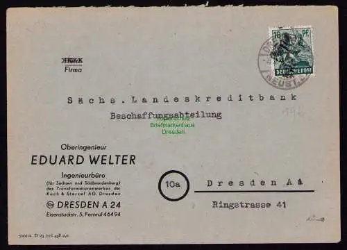 h7126 SBZ Handstempel Bezirk  14 Brief Dresden 30 gepr. BPP