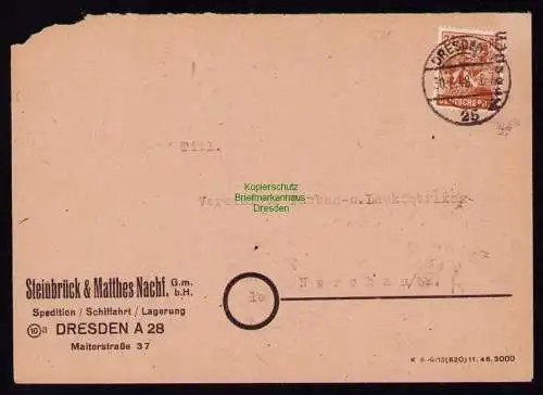 h7121 SBZ Handstempel Bezirk  14 Brief Dresden  gepr. BPP