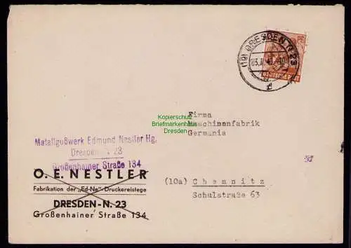 h7109 SBZ Handstempel Bezirk  14 Brief Dresden 23 gepr. BPP