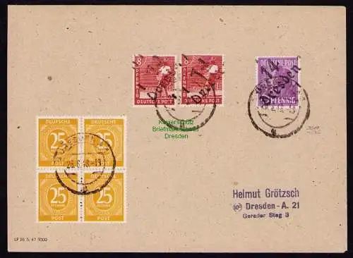 h7089 SBZ Handstempel Bezirk  14 Brief Dresden 1i gepr. BPP