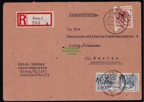 H7078 SBZ Handstempel Bezirk  14 Brief Riesa gepr. BPP