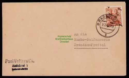 H7074 SBZ Handstempel Bezirk  14 Brief Radebeul 1 gepr. BPP