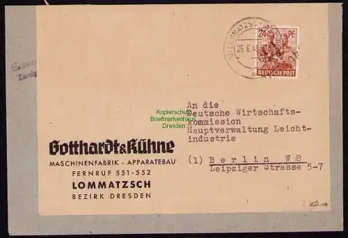 H7057 SBZ Handstempel Bezirk  14 Brief Lommatzsch gepr. BPP